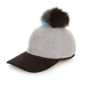 Charlotte Simone Sass Fox Fur Pompom Cap